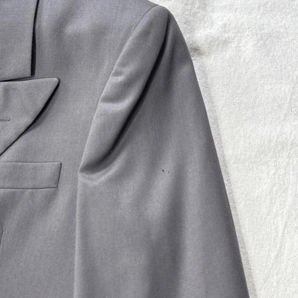 Andre Villard Men's Charcoal Gray Blazer Size 40S 100% Wool Double Breasted